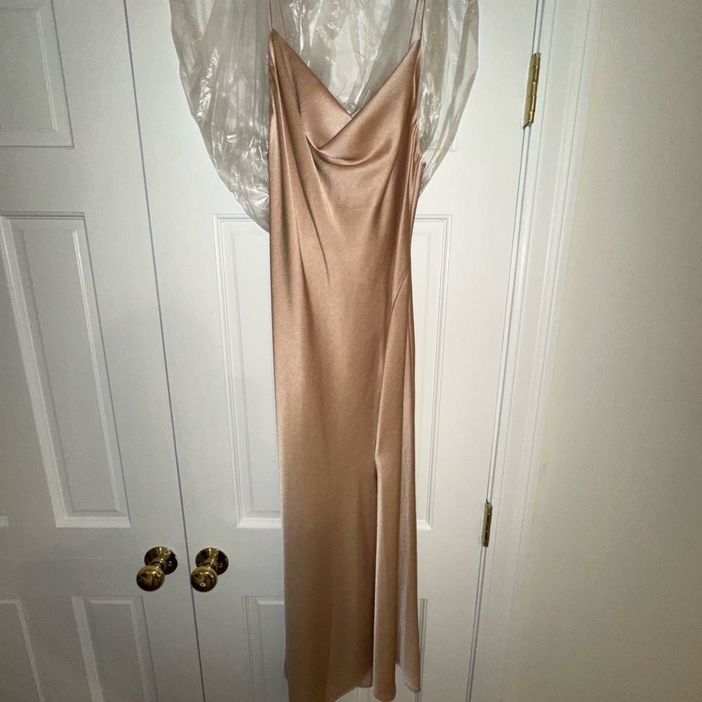 Elegant Satin Slip Dress in Champagne